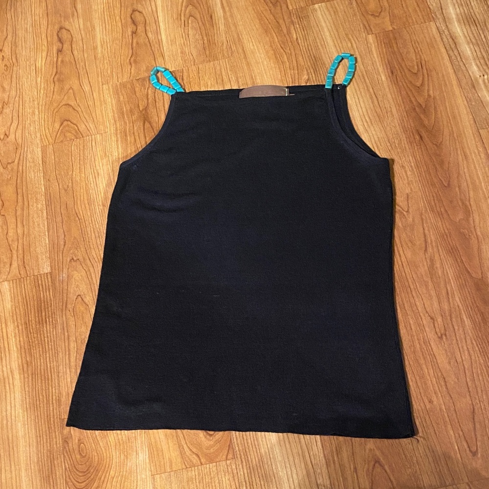 Double D Ranch Black Top with Turquoise Accents S